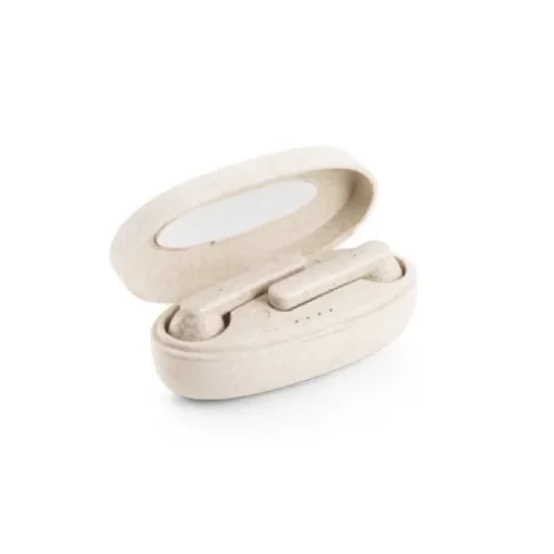 Gift Campaign Cuffiette bluetooth con logo in fibra di paglia di grano e PP Straw> Auricolari Personalizzati