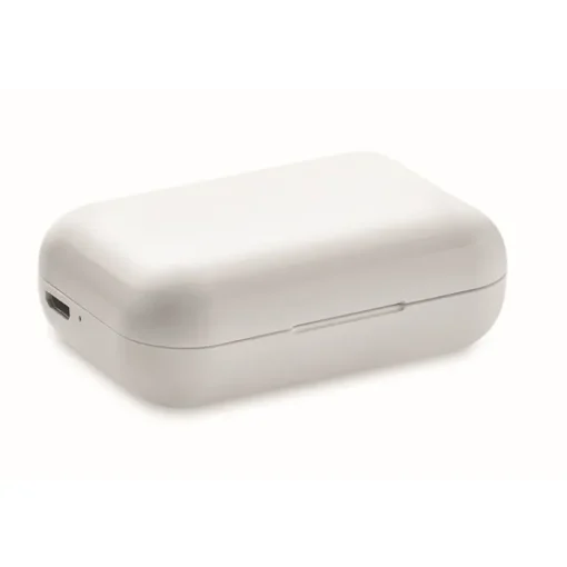 Gift Campaign Cuffiette bluetooth TWS con logo in scatolina che le ricarca Ultimate> Gadget Palestra|Auricolari Personalizzati
