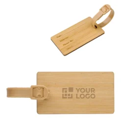 Gift Campaign Etichetta per bagaglio in bambù con cinturino in plastica><noscript><img width=