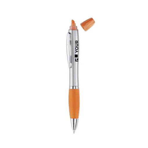 Gift Campaign Evidenziatore 2 in 1 con penna impugnatura in gomma refill blu Color> Evidenziatori|Gadget Per L'Ufficio
