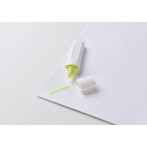 Gift Campaign Evidenziatore giallo, rosa o arancione con corpo bianco in rPET> Evidenziatori