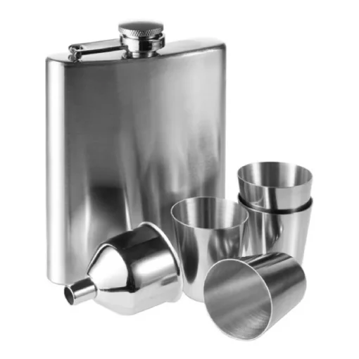 Gift Campaign Fiaschetta da 220 ml con 4 bicchierini da shot da 30 ml ed imbuto> Altri Utensili Da Cucina