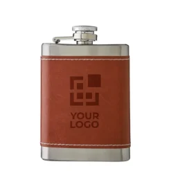 Gift Campaign Fiaschetta in acciaio inox con custodia in pelle 100 ml><noscript><img width=