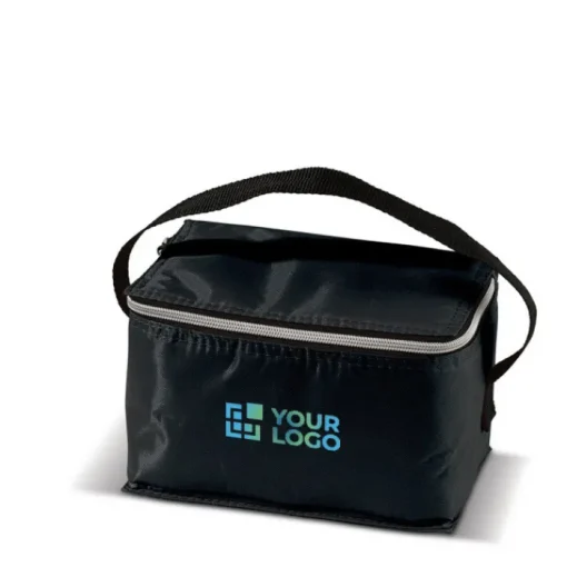 Gift Campaign Frigorifero in poliestere 420D per 6 lattine con piccolo manico nero> Borse Termiche