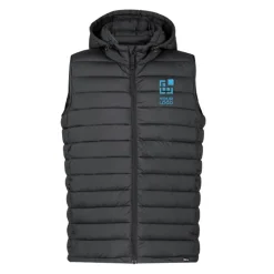 Gift Campaign Gilet in 100% rPET resistente all'acqua con cappuccio regolabile></noscript> Smanicati