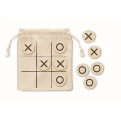 Gift Campaign Gioco del tris in legno con tessere rotonde in sacchetto di cotone> Giochi E Passatempo
