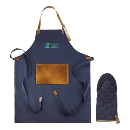 Gift Campaign Grembiule con tasca frontale in PU e guanto da barbecue coordinato> Grembiuli Personalizzati
