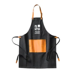 Gift Campaign Grembiule in tela stonewashed con dettagli in pelle vegana Rustic><noscript><img width=