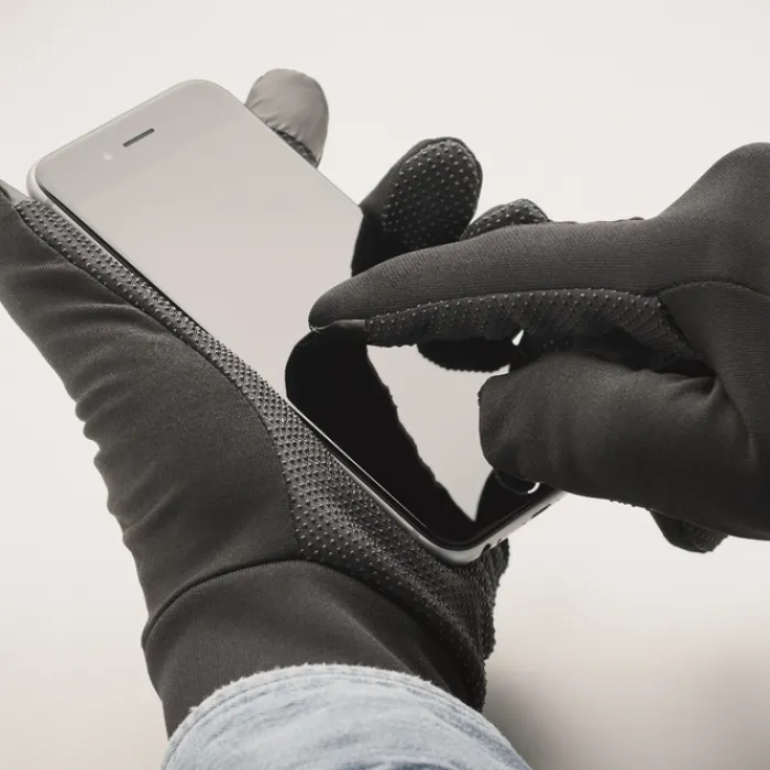 Gift Campaign Guanti sportivi in poliestere con indice e pollice con funzione touch> Guanti