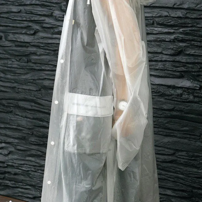 Gift Campaign Impermeabile taglia unica con chiusura frontale e cappuccio in PVC> Impermeabili