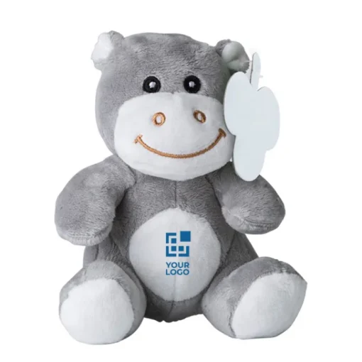 Gift Campaign Ippopotamo di peluche personalizzato con occhi ricamati ed etichetta> Peluche