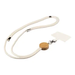 Gift Campaign Laccetto portacellulare in cotone con dettaglio rotondo in bambù> Lanyard E Porta Badge Personalizzati