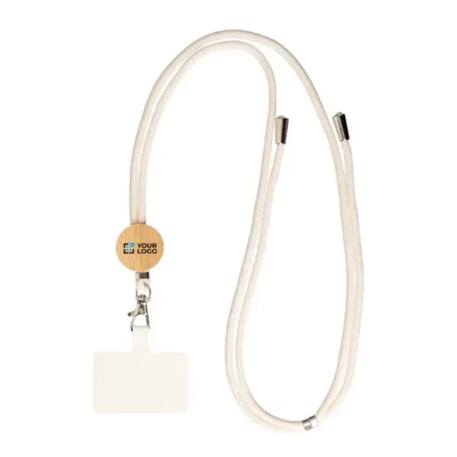 Gift Campaign Laccetto portacellulare in cotone con dettaglio rotondo in bambù> Lanyard E Porta Badge Personalizzati