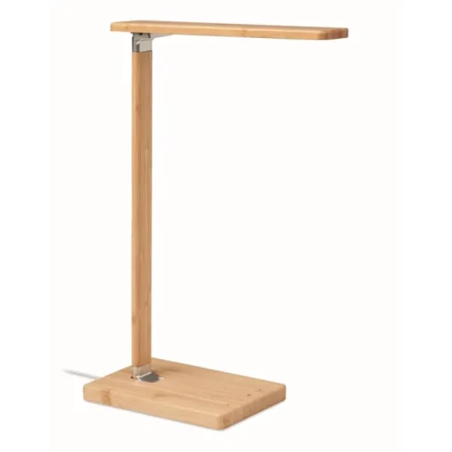 Gift Campaign Lampada da scrivania bambù con base di ricarica wireless Wireless> Gadget Per L'Ufficio