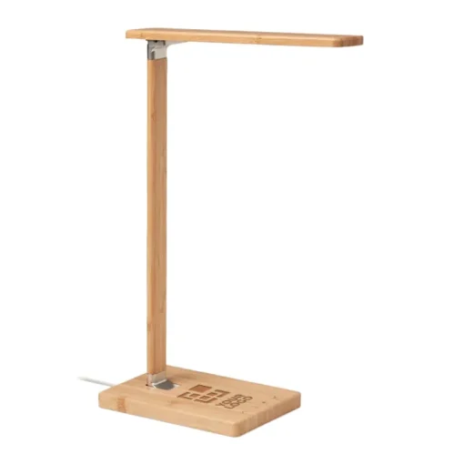 Gift Campaign Lampada da scrivania bambù con base di ricarica wireless Wireless> Gadget Per L'Ufficio