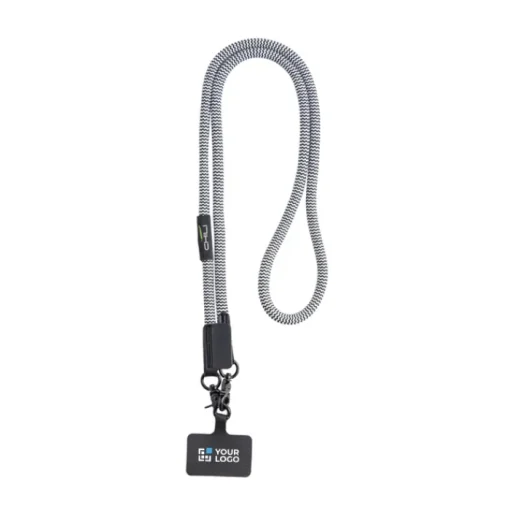 Gift Campaign Lanyard in RPET con supporto per smartphone e doppio moschettone> Lanyard E Porta Badge Personalizzati