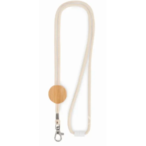 Gift Campaign Lanyard porta badge in cotone con dettaglio in bambù Cotton Hook> Lanyard E Porta Badge Personalizzati