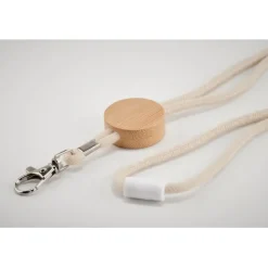 Gift Campaign Lanyard porta badge in cotone con dettaglio in bambù Cotton Hook> Lanyard E Porta Badge Personalizzati