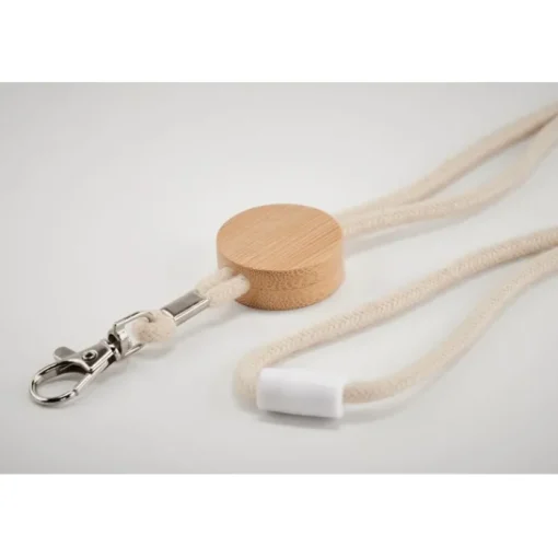 Gift Campaign Lanyard porta badge in cotone con dettaglio in bambù Cotton Hook> Lanyard E Porta Badge Personalizzati
