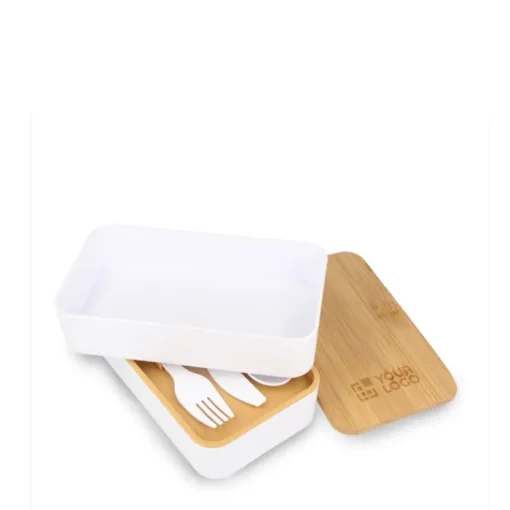 Gift Campaign Lunch box doppio in plastica riciclata e bambù con elastico da 1l> Porta Pranzo