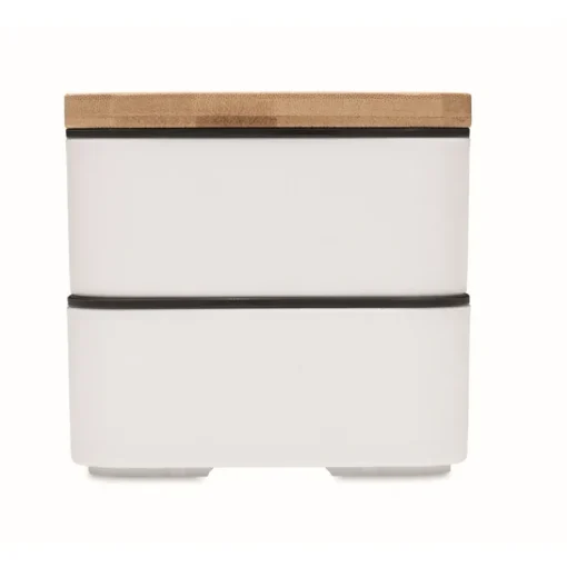 Gift Campaign Lunch box doppio scomparto con posate in PP riciclato e bambù 800ml> Porta Pranzo
