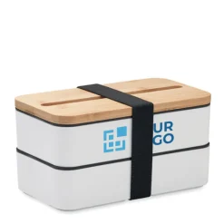 Gift Campaign Lunch box doppio scomparto con posate in PP riciclato e bambù 800ml></noscript> Porta Pranzo