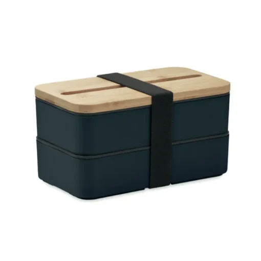 Gift Campaign Lunch box doppio scomparto con posate in PP riciclato e bambù 800ml> Porta Pranzo