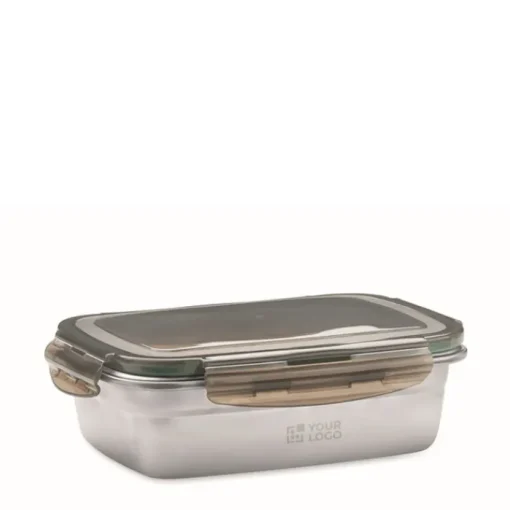 Gift Campaign Lunch box in acciaio inox riciclato con coperchio a 4 chiusure 850ml> Porta Pranzo