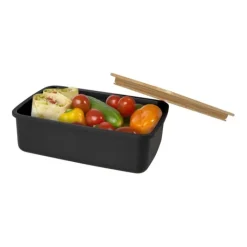 Gift Campaign Lunch box in plastica riciclata con coperchio in bambù e fascia 750ml><noscript><img width=