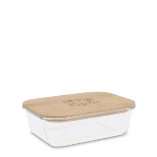 Gift Campaign Lunch box rettangolare in vetro con coperchio in bambù da 1l> Porta Pranzo