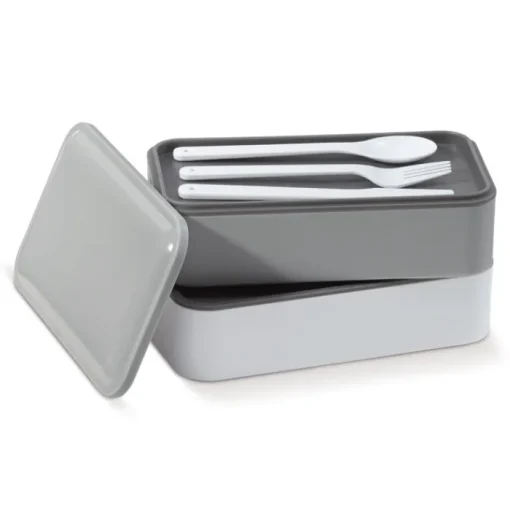 Gift Campaign Lunch box stile bento a due piani con più scomparti e posate 1.250ml> Porta Pranzo