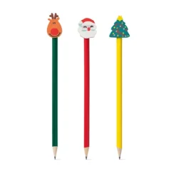 Gift Campaign Matite promozionali con gomma a forma di renna, abete o Babbo Natale></noscript> Gadget Natalizi