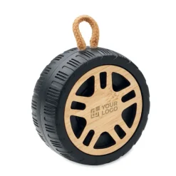 Gift Campaign Mini cassa wireless a forma di pneumatico bambù e ABS riciclato 3W><noscript><img width=