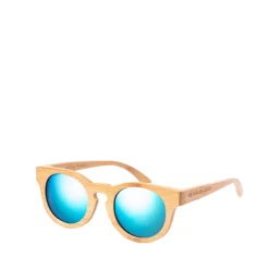 Gift Campaign Occhiali in bambù con lenti a specchio in borsa con chiusura a cordoncino><noscript><img width=