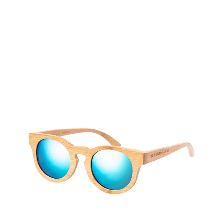Gift Campaign Occhiali in bambù con lenti a specchio in borsa con chiusura a cordoncino> Occhiali Da Sole Personalizzati