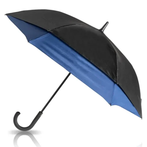 Gift Campaign Ombrello da 29'' in pongee 190T nero con interno colorato Ø132> Ombrelli Da Golf