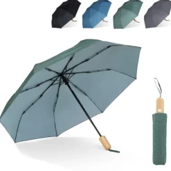 Gift Campaign Ombrello pieghevole con logo da 21'', in rPET con manico in legno Ø94><noscript><img width=