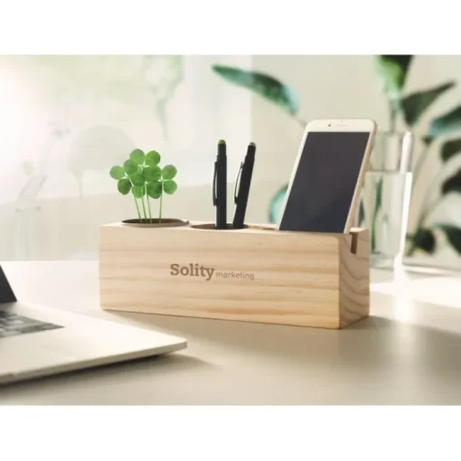 Gift Campaign Organizer da scrivania con logo in con semi piantabili Wood> Gadget Per L'Ufficio
