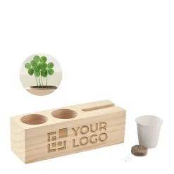 Gift Campaign Organizer da scrivania con logo in con semi piantabili Wood></noscript> Gadget Per L'Ufficio