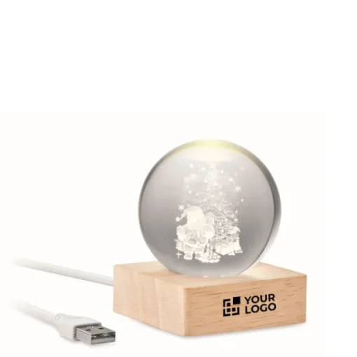 Gift Campaign Palla di neve natalizia con luce LED da 100lm su base in caucciù> Gadget Natalizi