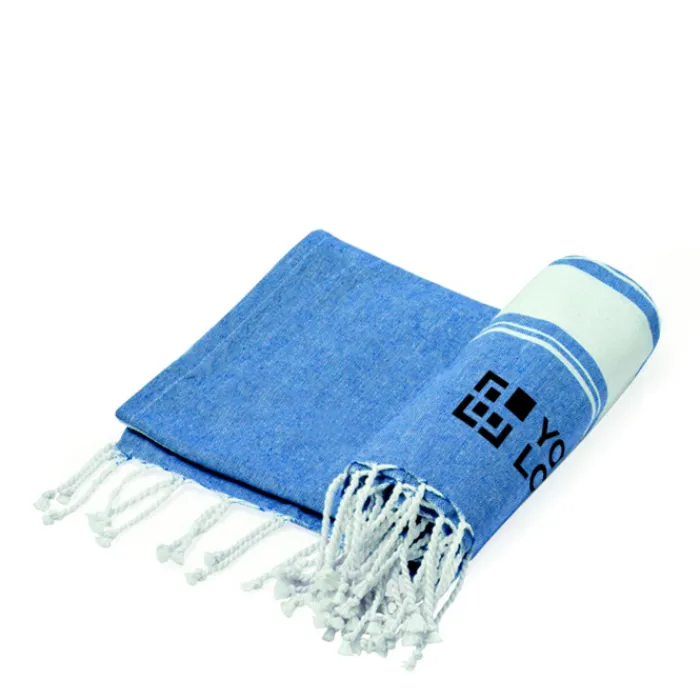 Gift Campaign Pareo telo bicolore in cotone e poliestere con frange 180g/m2> Teli Mare|Asciugamani Personalizzati