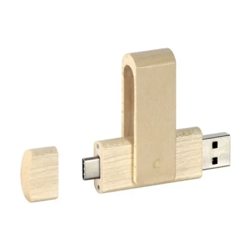Gift Campaign Pendrive in legno con meccanismo rotante e USB tipo C Ecotwist OTG-C> Chiavette Usb Ecologiche