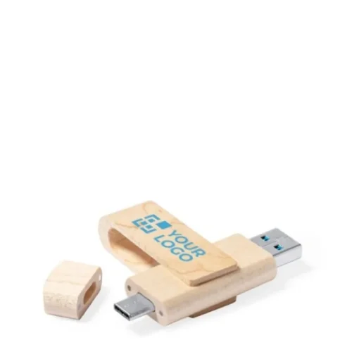 Gift Campaign Pendrive in legno con meccanismo rotante e USB tipo C Ecotwist OTG-C> Chiavette Usb Ecologiche