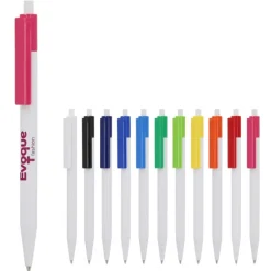 Gift Campaign Penna a scatto in plastica bianca con clip colorata e inchiostro blu></noscript> Penne Di Plastica
