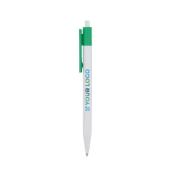 Gift Campaign Penna a scatto in plastica bianca con clip colorata e inchiostro blu></noscript> Penne Di Plastica