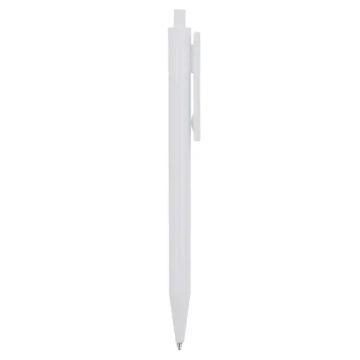 Gift Campaign Penna a scatto in plastica bianca con clip colorata e inchiostro blu> Penne Di Plastica