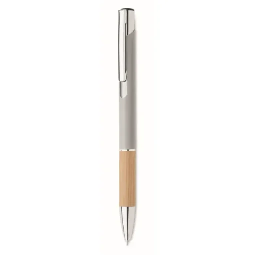 Gift Campaign Penna a sfera in alluminio impugnatura in bambù ed inchiostro blu> Penne In Metallo