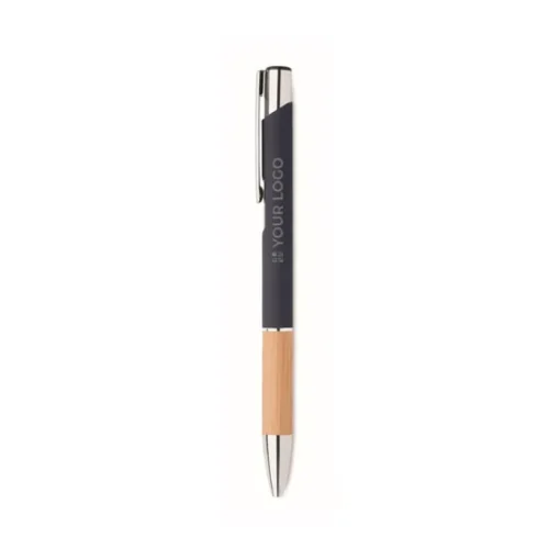 Gift Campaign Penna a sfera in alluminio impugnatura in bambù ed inchiostro blu> Penne In Metallo