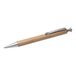 Gift Campaign Penna a sfera in legno con pulsante e clip in metallo inchiostro blu></noscript> Penne Ecologiche