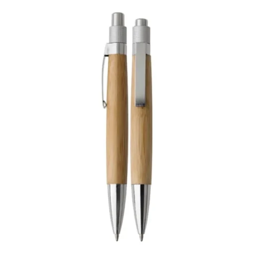 Gift Campaign Penna a sfera promozionale in bambù e metallo con inchiostro blu> Penne Ecologiche